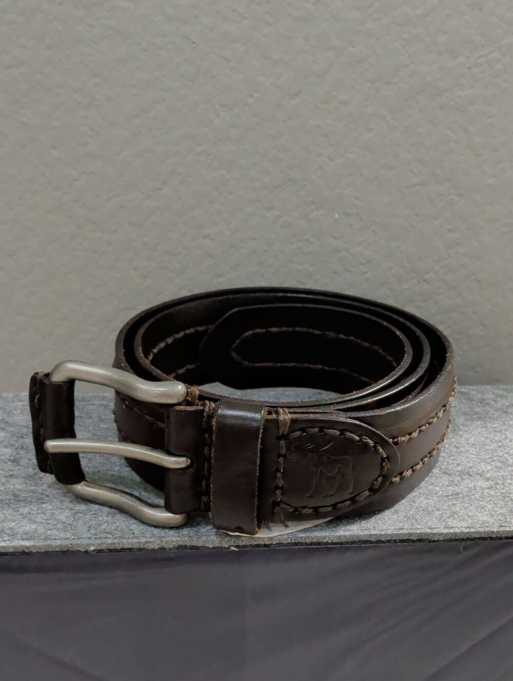 Vintage Abercrombie & Fitch Brown Leather Belt with Contrast Stitching Size 32